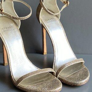 Stuart Weitzman Heels Women's Size 8 Sparkle Ankle Strap like Amelina Nudist